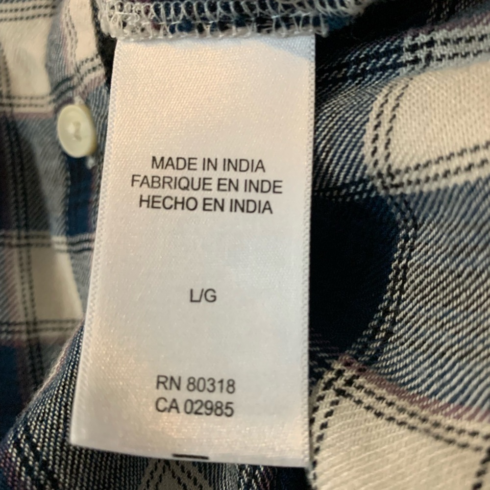 Lucky Brand Navy and Cream Plaid Shirt - Picture 8 of 9